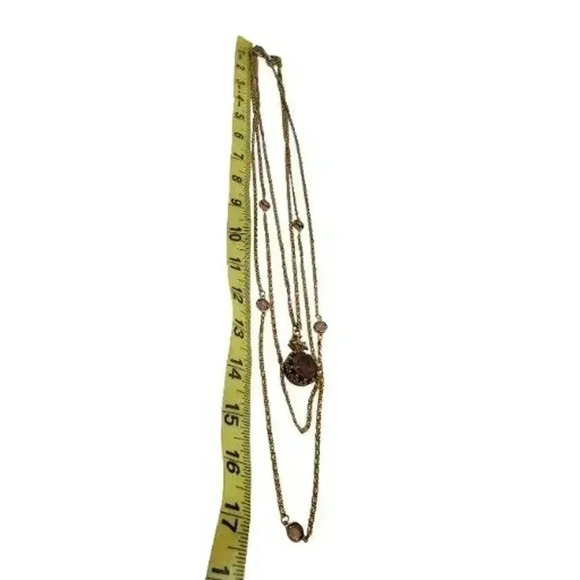 Vintage Goldette 3 Strand Cameo Necklace Amber Crystal Glass Intaglio 1950s - Picture 14 of 16